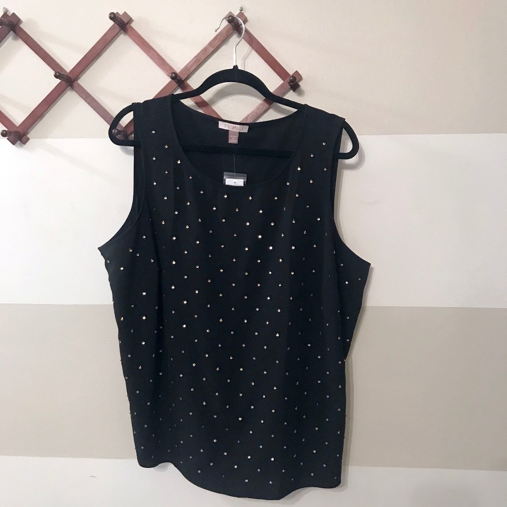 Roz & Ali Black with Gold Sequins Sleeveless NWT